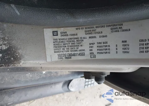 2004 Chevrolet Colorado Ls z USA, uszkodzony, nr VIN 1GCDS136548114553